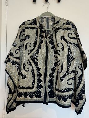 ETRO Black & Cream Paisley Hooded Zip Poncho
